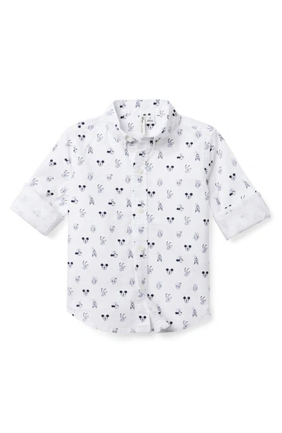 Shop Janie And Jack X Disney Kids' Mickey & Friends All Over Print Button-down Oxford Shirt In White Multi