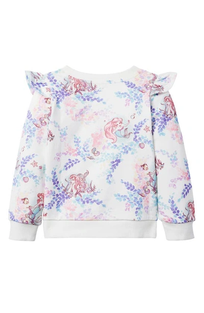 Shop Janie And Jack X Disney Kids' 'the Little Mermaid' Ruffle French Terry Graphic Sweatshirt In White Multi