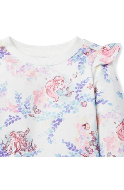 Shop Janie And Jack X Disney Kids' 'the Little Mermaid' Ruffle French Terry Graphic Sweatshirt In White Multi