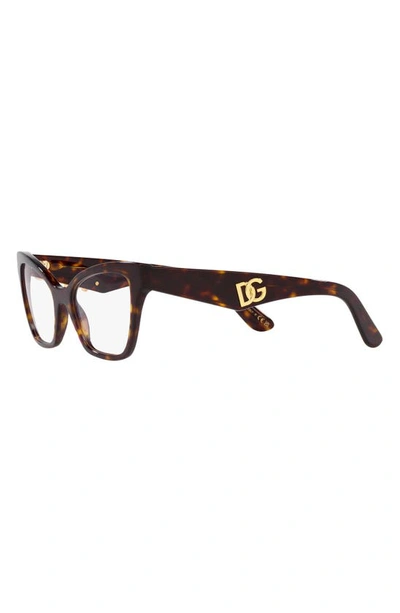 Shop Dolce & Gabbana 52mm Cat Eye Optical Glasses In Havana