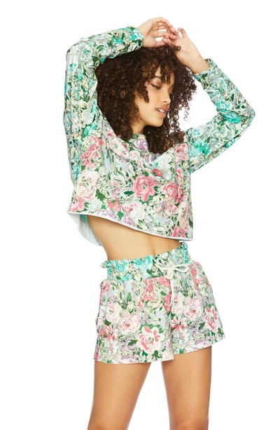 Beach Riot Elyse Print Crop Pullover In Pink Peony