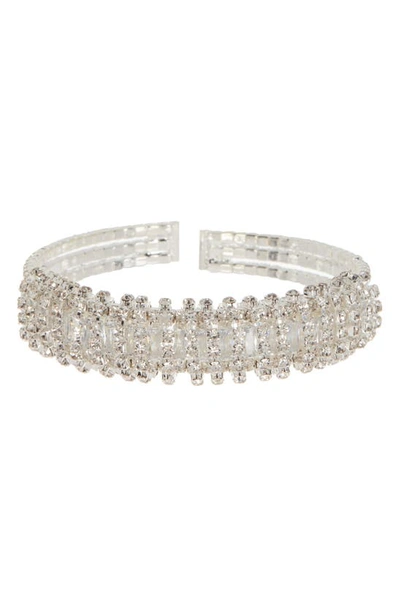 Shop Cara Crystal Cuff Bracelet In Silver