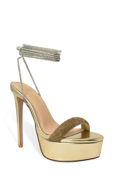Shop Chase & Chloe Alessia Rhinestone Platform Sandal In Gold Metallic