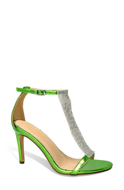 Shop Chase & Chloe Gigi Rhinestone T-strap Sandal In Green Patent
