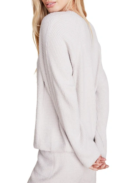 Barefoot Dreams Cozychic Lite Ribbed Raglan-sleeve Pullover In Silver