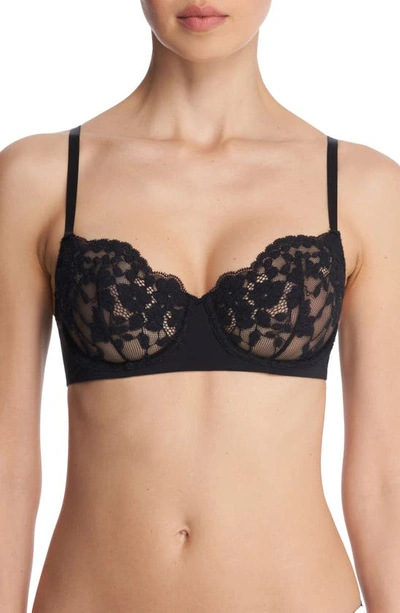 Shop Natori Plush Romance Lace Underwire Balconette Bra In Black