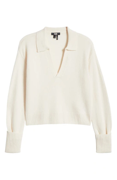Shop Paige Maxie Johnny Collar Cashmere Sweater In Ivory