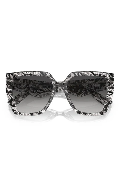 Shop Dolce & Gabbana 55mm Gradient Square Sunglasses In Black Lace