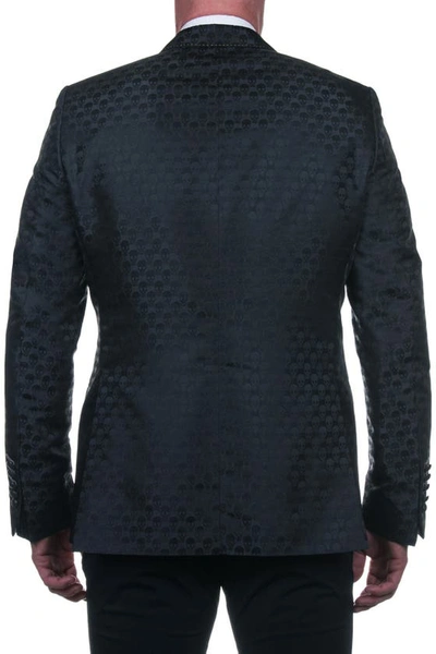 Maceoo Socrate Black Skull Print Two Button Notch Lapel Blazer In Black