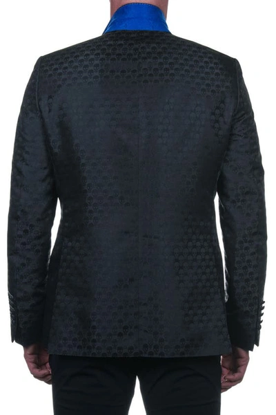 Maceoo Socrate Black Skull Print Two Button Notch Lapel Blazer In Black