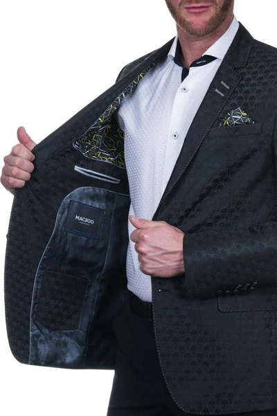 Maceoo Socrate Black Skull Print Two Button Notch Lapel Blazer In Black