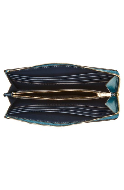 Shop Mulberry Long Zip Around Leather Continental Wallet In Titanium Blue