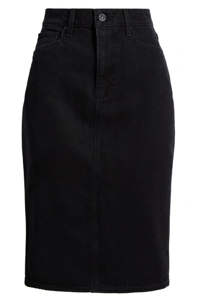 Shop Paige Siren Denim Midi Skirt In Pitch Dark