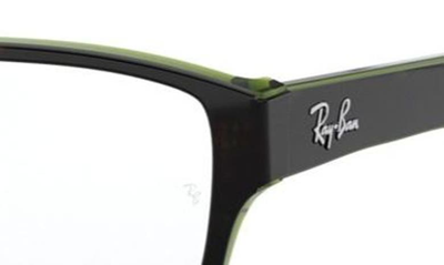 Ray Ban 54mm Rectangular Blue Light Blocking Glasses In Green