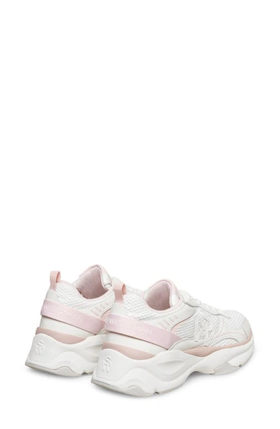 Shop Stuart Weitzman Chunky Sole Sneaker In White/ Pink Leather