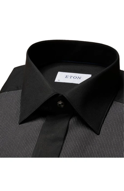 Shop Eton Slim Fit Metallic Striped Bib Front Formal Shirt In Black