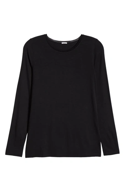 Shop Oroblu Perfect Line Tulle Trim Stretch Modal T-shirt In Black