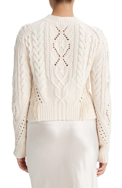 Shop Vince Cable Fringe Accent Wool & Cashmere Sweater In Cream