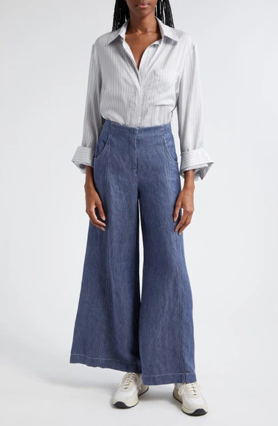 Shop Twp Demie Wide Leg Hemp Jeans In Medium Indigo