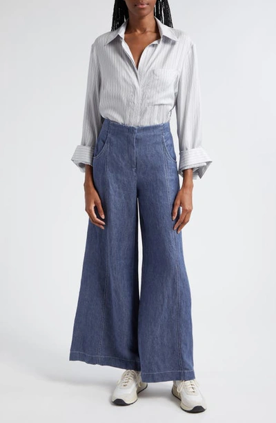 Twp Demie Wide Leg Hemp Jeans In Medium Indigo