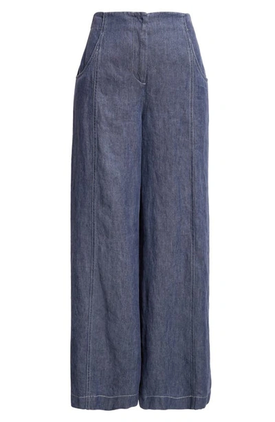 Shop Twp Demie Wide Leg Hemp Jeans In Medium Indigo