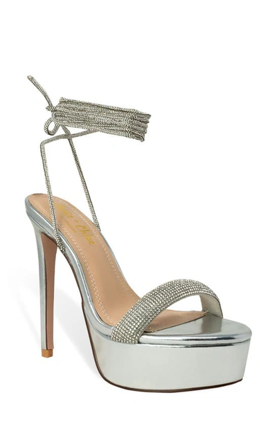 Shop Chase & Chloe Alessia Rhinestone Platform Sandal In Silver Metallic