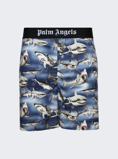 Shop Palm Angels Sharks Easy Shorts In Blue