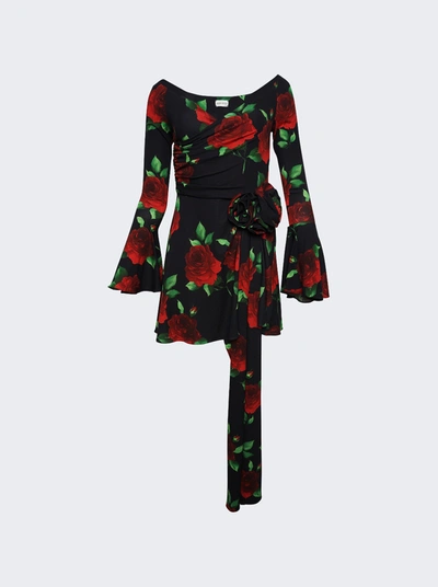 Shop Magda Butrym Rose Print Mini Dress 01 In Black
