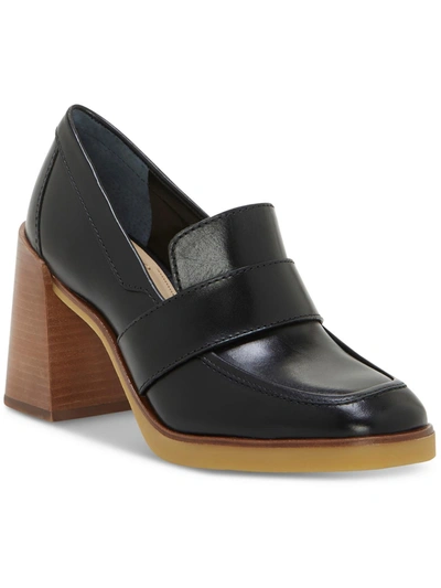 Shop Vince Camuto Ezerna Womens Leather Slip On Loafer Heels In Black