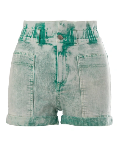 Shop Stella Mccartney High-waisted Denim Shorts In Green