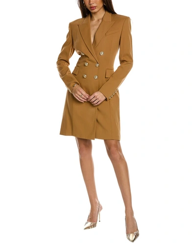 Shop Balmain Blazer Mini Dress In Brown