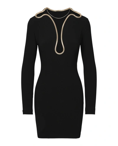Shop Stella Mccartney Isabela Chain-trim Mini Dress In Black