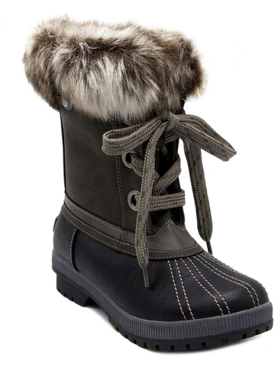 Shop London Fog Milly Womens Faux Leather Cold Weather Winter & Snow Boots In Multi