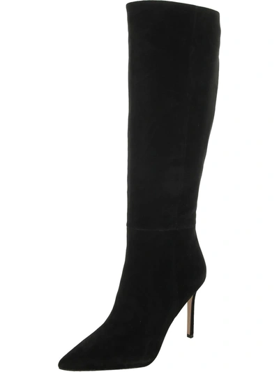 Shop Veronica Beard Lisa Womens Suede Heel Knee-high Boots In Black