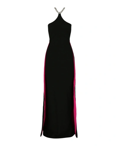 Shop Stella Mccartney Elina Embellished Halter-neck Gown In Black
