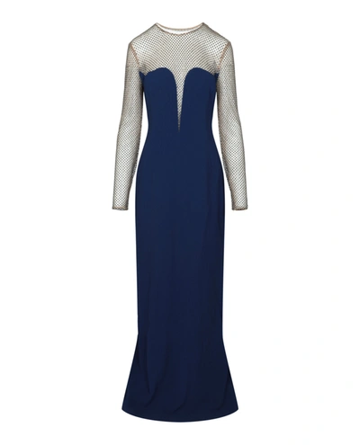 Shop Stella Mccartney Myah Embellished Long Sleeve Gown In Blue