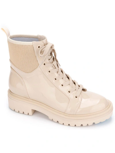 Shop Kenneth Cole New York Rhode Light Womens Patent Leather Lace Up Combat & Lace-up Boots In Beige