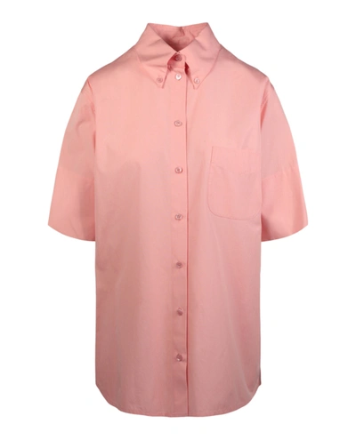 Shop Ferragamo Button Down Woven Shirt In Pink