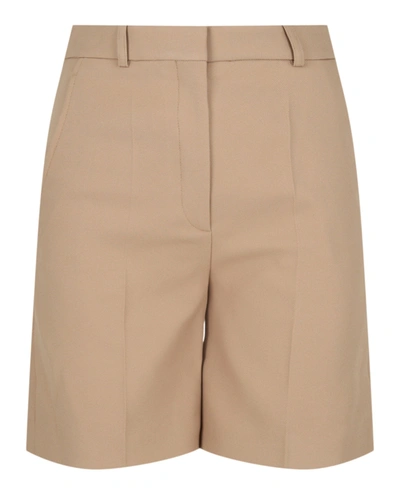 Shop Stella Mccartney Beige Pleat-front Shorts In Brown