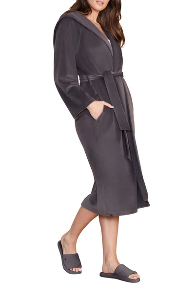 Shop Barefoot Dreams Luxechic® Hooded Velour Robe In Carbon