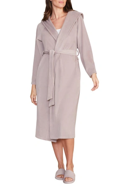 Shop Barefoot Dreams Luxechic® Hooded Velour Robe In Deep Taupe