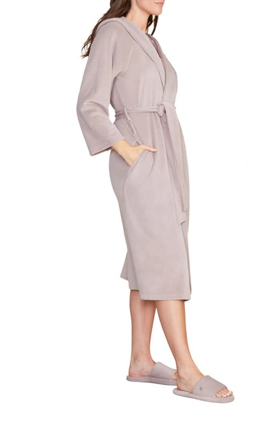 Shop Barefoot Dreams Luxechic® Hooded Velour Robe In Deep Taupe
