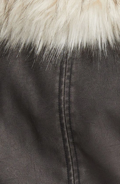 Blanknyc Faux Fur Collar Faux Leather Bomber Jacket In Moonlight