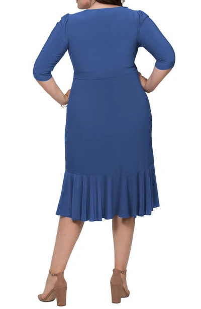 Shop Kiyonna Whimsy Wrap Dress In Slate Blue