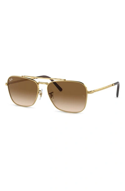 Ray Ban New Caravan 58mm Gradient Square Sunglasses In Gold Flash