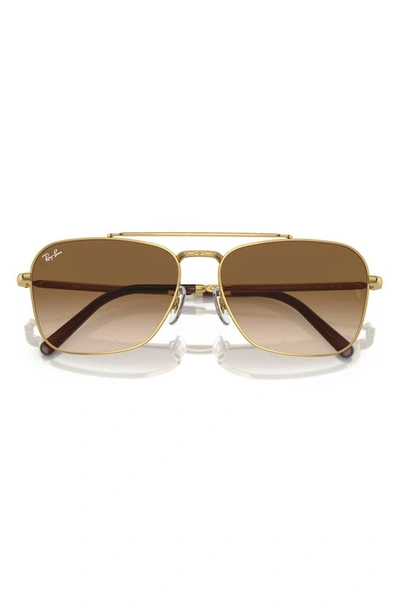 Ray Ban New Caravan 58mm Gradient Square Sunglasses In Gold Flash