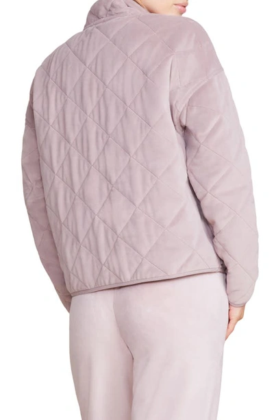 Shop Barefoot Dreams Luxechic® Quilted Velour Jacket In Deep Taupe