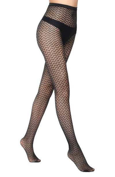 Shop Stems Micro Wave Fishnet Tights In Black