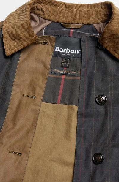 Shop Barbour Everley Waxed Cotton Jacket In Sand/ Dull Classic