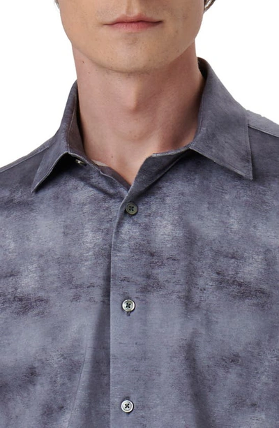 Shop Bugatchi James Ooohcotton® Airbrush Print Button-up Shirt In Anthracite